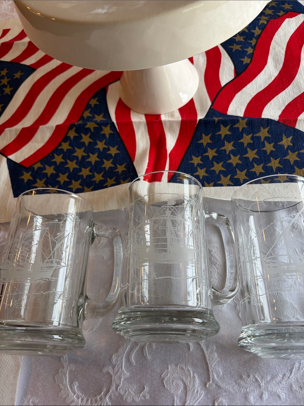 Etched Clear Glass Beer Mugs – Set of 3 Nina, Pinta and Santa Maria